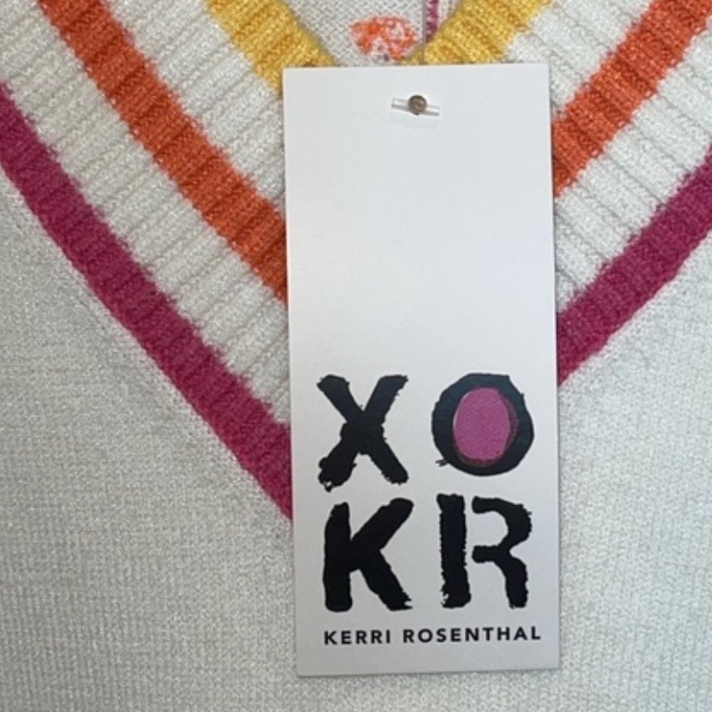 Kerri Rosenthal Multicolored Ribbing @ V Neck & All Hemlines Sz. L - Picture 12 of 13